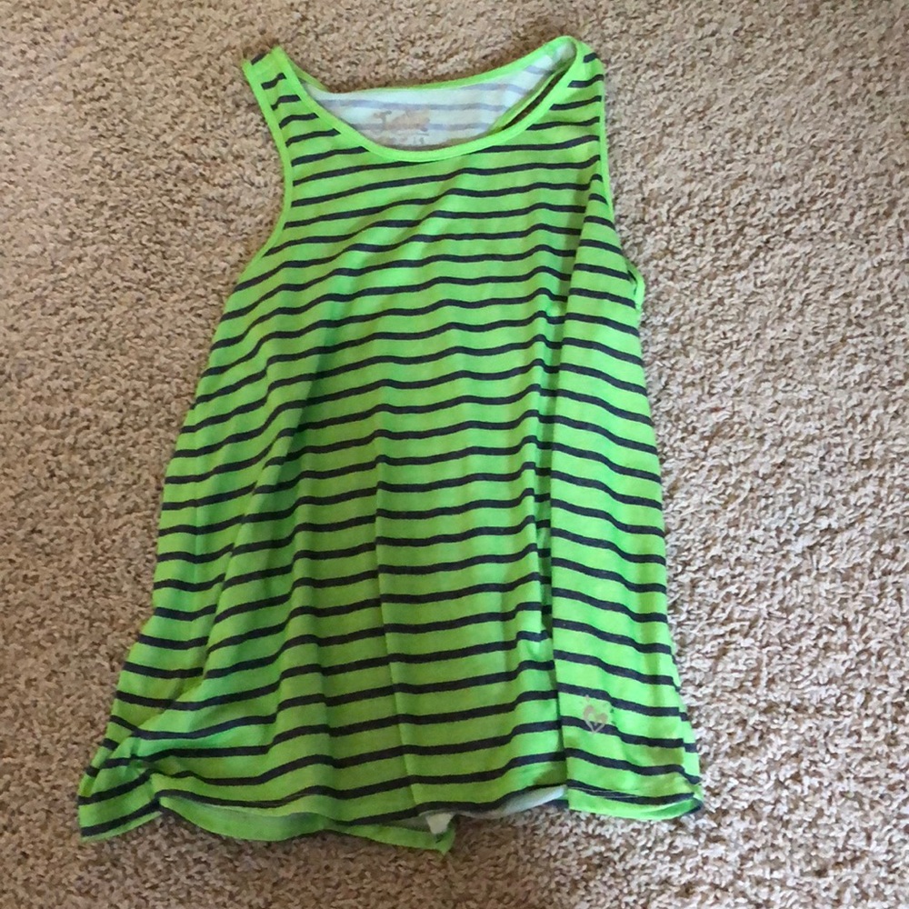 Justice green and gray striped tank top